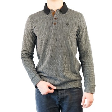 Sweter polo w jodełkę firmy BASTION bawełniany 3XL