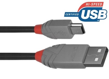 Lindy 36720 USB 2.0 A — линейный кабель Mini-B Anthra — 0,2 м