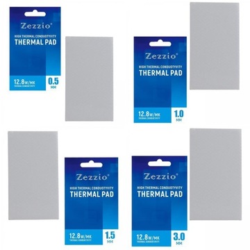 4x podkładka termiczna 12,8 W / 85x45 mm, nieprzewodząca, miękka do radiatora laptopa PC
