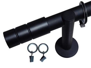 Карниз + Сайлент-кольца МАТОВЫЙ ЧЕРНЫЙ ТОЛЩИНОЙ 25ММ 360 СМ