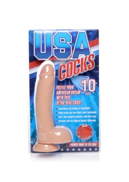 USA COCKS DUAL DENSITY 10” - SKIN DUŻE WIBRATORY