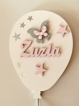 Lampka nocna led balon imię dziecka GRATISY 3D
