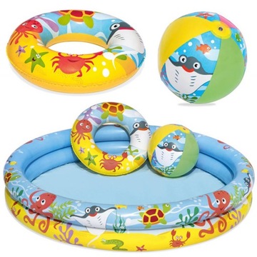 BESTWAY SET BASEN DLA DZIECI PIŁKA KÓŁKO/ KOŁO 3W1