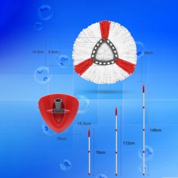 НАБОР ВРАЩАЮЩЕЙСЯ ДЛЯ ПОЛА ШВАБРЫ TURBO ИЗ МИКРОФИБРЫ С 4 СМЕННЫМИ НАСАДКАМИ + ШТОК