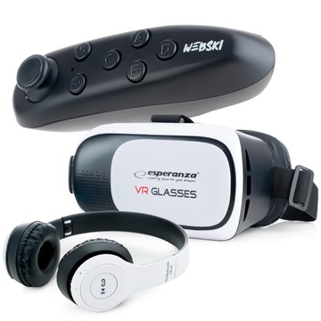 GOGLE OKULARY 3D VR DO TELEFONU Z KONTROLEREM BT