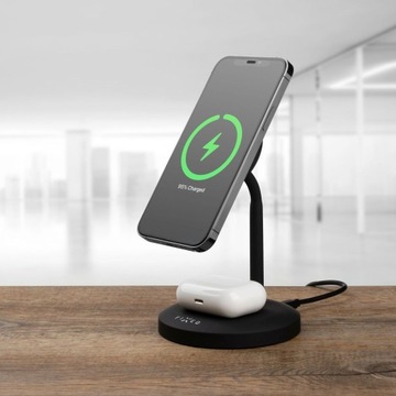 Фиксированная подставка для зарядки MagStand 2in1 с MagSafe Black