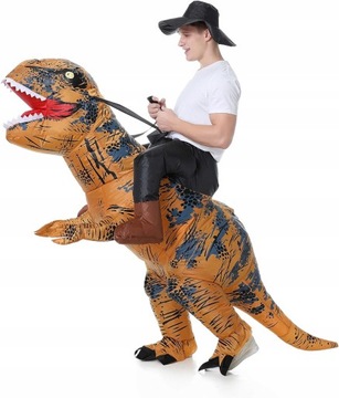 Dmuchany, Nadmuchiwany Strój karnawałowy T-REX jeździec dinozaur DUŻY