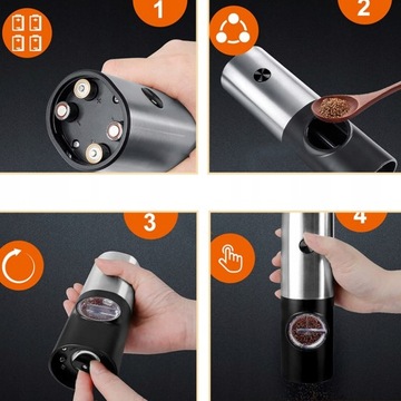 ЭЛЕКТРИЧЕСКИЙ ГРИЛЬ ДЛЯ СОЛИ И ПЕРЦА LED USB 2 ШТ. ОТЛИЧНЫЙ ПОДАРОК