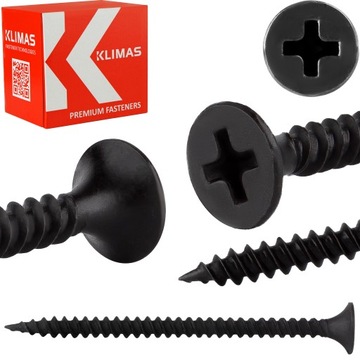 Wkrety do plyt gipsowych GK do metalu 3,5x55 mm 500 szt. Czarne Klimas KSGM
