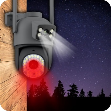 ДВОЙНАЯ WIFI IP УМНАЯ НАРУЖНАЯ ВРАЩАЮЩАЯСЯ КАМЕРА С ПРИЛОЖЕНИЕМ ZOOM PUSH 2x3 МП