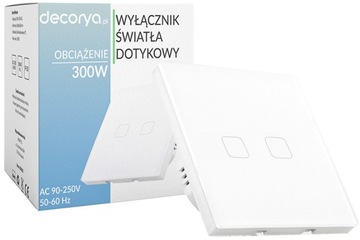 ВЫКЛЮЧАТЕЛЬ СВЕТОДИОДНОГО СВЕТА СТЕКЛО СЕНСОРНЫЙ ДВОЙНОЙ БЕЛЫЙ WIFI TUYA