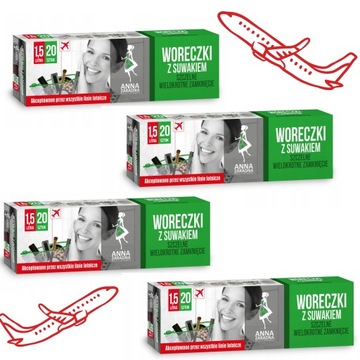 Woreczki z suwakiem wielorazowe lotnicze 1,5L 4 x 20 sztuk