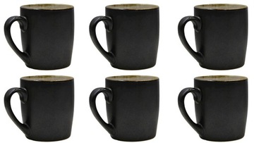 KUBKI CERAMICZNE DO HERBATY KAWY 300ml SZARY x6