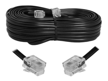 Kabel Przewód telefoniczny 20m 2x RJ11 6p4c czarny