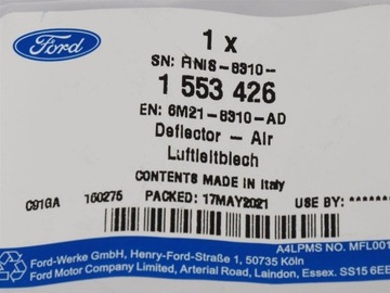 ВОЗДУШНЫЙ ДЕФЛЕКТОР ПРАВЫЙ FORD MONDEO Mk4 2007-14