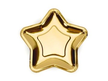 TALERZE ZŁOTE GWIAZDKI STAR 23 CM 6 SZT.