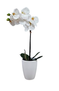STORCZYK 42 cm silikonowy biały w doniczce ceramicznej ORCHIDEA Premium