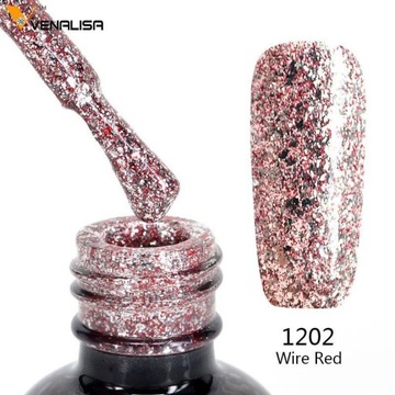 Lakier hybrydowy brokatowy Platinum Wire Red