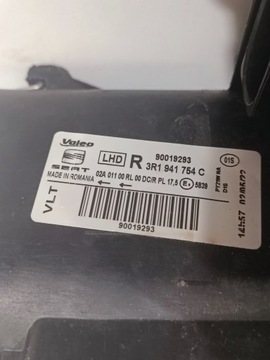 BI-XENON PŘEDNÍ PRAVÝ SEAT EXEO SVĚTLO 3R1941754E NATÁČECÍ