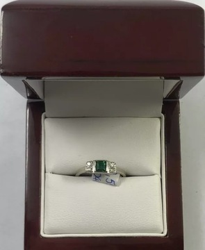 ZŁOTY PIERŚCIONEK 1SZT 2,59G R:13 585 CERTYFIKAT SPINEL DIAMENTY