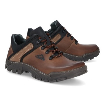 OBUWIE TREKKINGOWE MĘSKIE SKÓRA 036 BRĄZOWY R 47