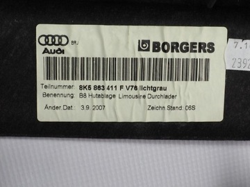 AP POLIČKA KUFRU 8K5863411F V76 AUDI A4 B8 8K SEDAN 2008>>2016