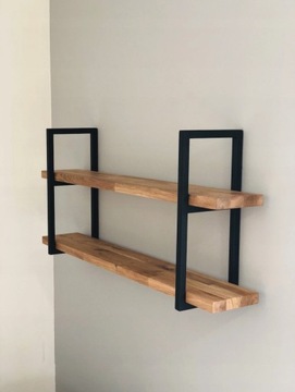 Полка подвесная металлическая дерево дуб LOFT книги