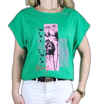 BLUZKA KOSZULKA T-SHIRT NADRUK DUŻO WZORÓW 2XL 44