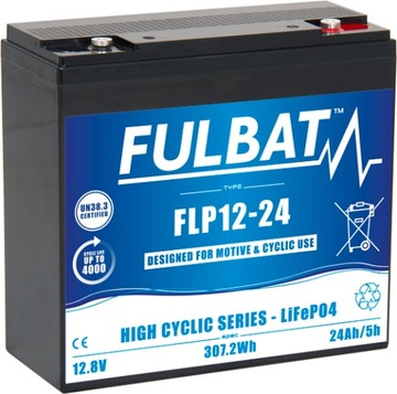 Akumulator Fulbat FLP12-24 12.8V 24Ah LiFePO4 Rower elektryczny DZM DZF