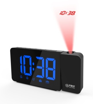 Budík s rádiem a projektorem na strop Led hodiny zdřímnutí 2 alarmy dimmer