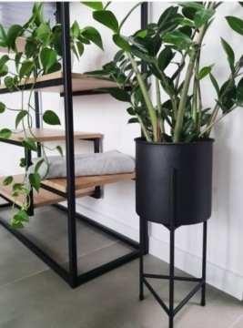 FIORI Металлическая подставка для цветов 50см черная лофт HIT