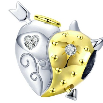 Charms Zawieszka Charms Serce Aniołek Diabełek Charmsy Trusky