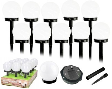 10 x LAMPA OGRODOWA LED WBIJANA KULA SOLARNA BIAŁA LAMPKI