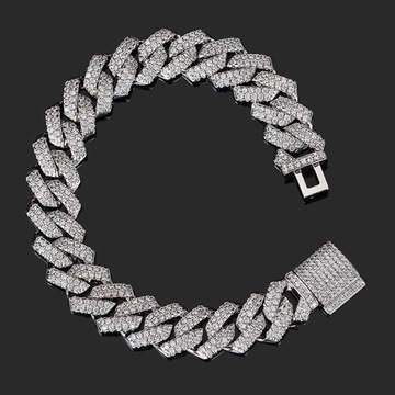 Hip-hopowa bransoletka z kubańskim łańcuszkiem z diamentem i cyrkoniami o średnicy 14 mm