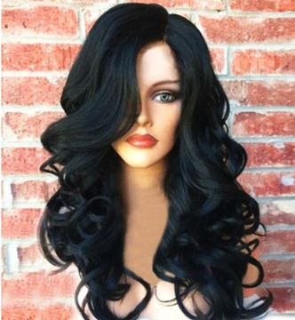 ПАРИК ЖЕНСКИЙ ДЛИННАЯ ЧЕРНАЯ ВОЛНА ИСКУССТВЕННЫЕ СИНТЕТИЧЕСКИЕ ВОЛОСЫ 70 СМ БРЮНЕТКА