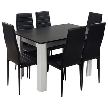 Zestaw stół Modern 120 WB 6 czarnych Nicea