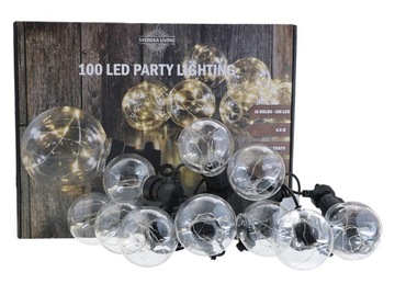 GIRLANDA ŁAŃCUCH 10 ŻARÓWEK 100 LED PRĄD ZEWNĄTRZ