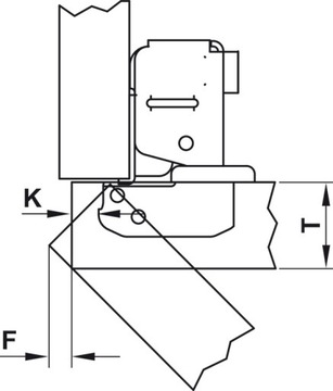Петля с коротким плечом, для тонких дверей кемпера толщиной от 12 мм.