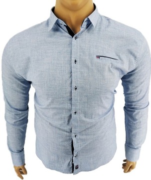 KOSZULA MĘSKA DUŻA BŁĘKITNA SIGN 015 BIG 6XL