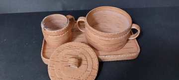 Пробковый столовый сервиз сахарница кувшин для молока поднос