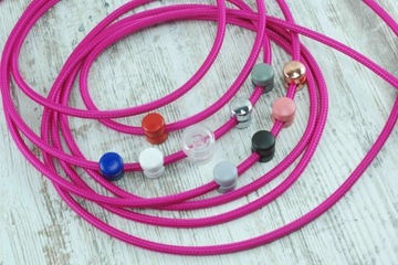 fuksja różowy kabel w oplocie przewód w oplocie loft retro lampa pająk DIY