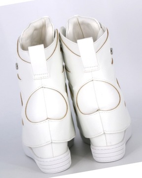 БЕЛЫЕ ЖЕНСКИЕ КОЖАНЫЕ КРОССОВКИ С ПЛАТФОРМОЙ НА ТЕЛЕЖКЕ 41