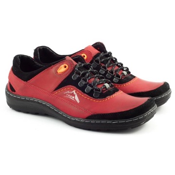 Buty męskie trekkingowe skórzane sznurowane POLSKIE 268 czerwone 42