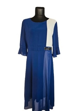 Shein sukienka elegancka niebieska tiulowa maxi 48