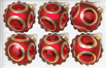 BOMBKI CHOINKOWE SZKLANE 8 cm ręcznie malowane