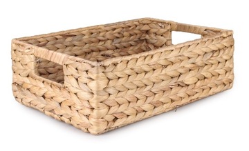 PROSTOKĄTNY KOSZ BOHO Z HIACYNTU WODNEGO DO KUCHNI SZUFLADY 35x24x12 cm
