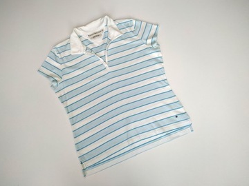 TOMMY HILFIGER ORYGINALNA BLUZKA POLO W PASKI r. L