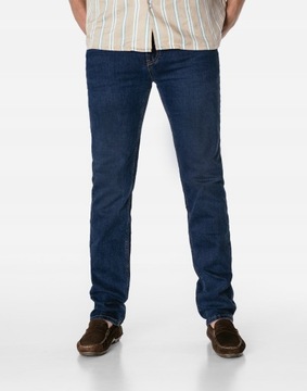 DUŻE Spodnie Jeans Męskie Texasy Dżinsy Klasyczne Proste Granat 9639 W42L30
