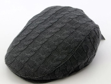 Kaszkiet męski Linea Uomo Czapka M/L 57/58cm beret Szary Ciepły