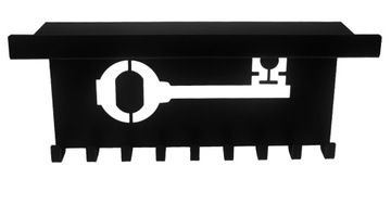 НАСТЕННАЯ ВЕШАЛКА ДЛЯ КЛЮЧЕЙ С ПОЛКОЙ МЕТАЛЛИЧЕСКИЙ ДЕРЖАТЕЛЬ ЧЕРНАЯ КРЮЧКИ НА 9 МЕСТ